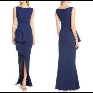 Chiara Boni La Petite Quirina Peplum Ruffle Gown.